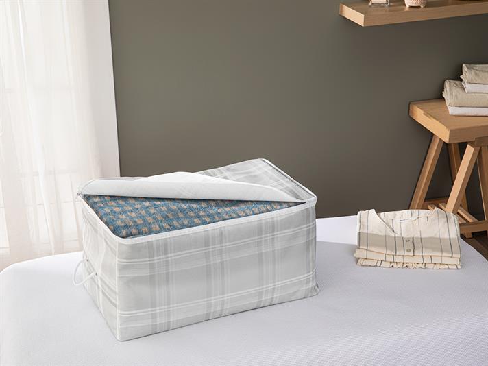 Plaid Lines Coș , 74*46*46 Cm, Albastru İnchis