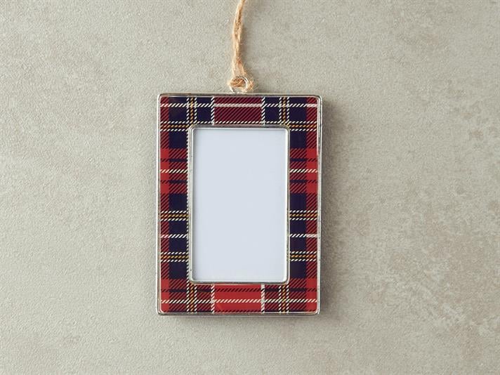 Decorațiune de agățat, Plaid, metal, 7,5x10 cm, bordo