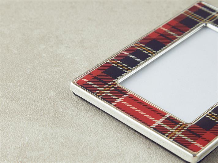 Decorațiune de agățat, Plaid, metal, 7,5x10 cm, bordo