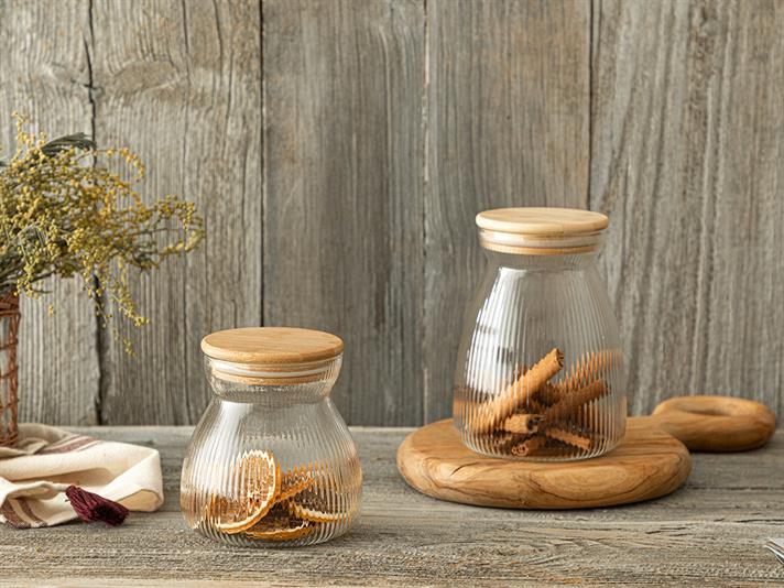 Plaid Borosilicate Glass Jar 600 ml Transparent