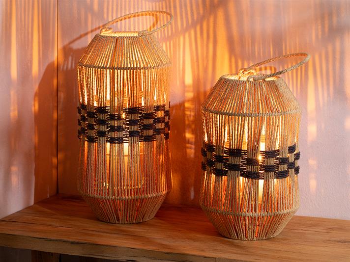 Felinar, Plaid, sfoara de hartie, 12x16x32 cm, natural-negru