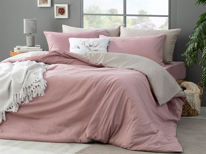 Plain Bumbac Double Person  SET LENJERIE DE PAT 200x220 cm Lilac-Gray