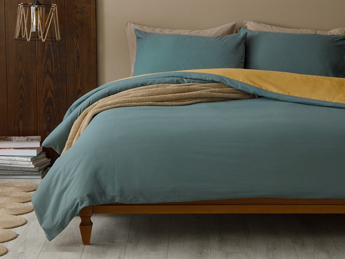 Plain Bumbac Double Set Lenjerie De Pat 200x220 cm Seledon