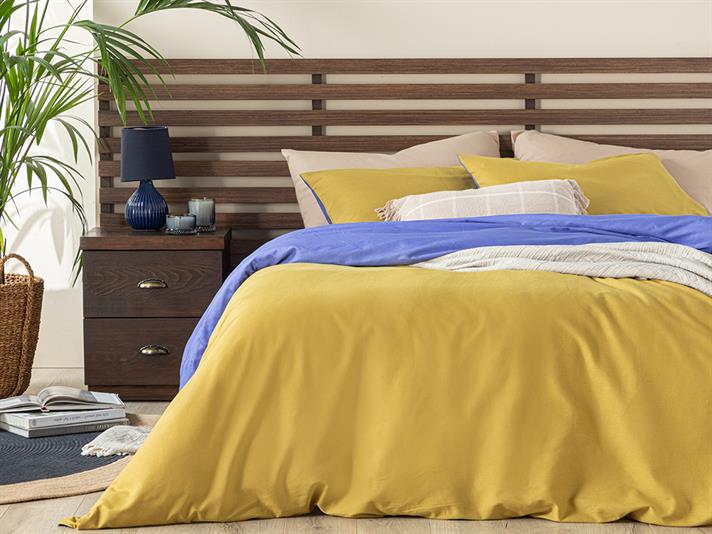 Plain Bumbac Double Person  SET LENJERIE DE PAT 200x220 cm Violet Blue - Kiwi Green