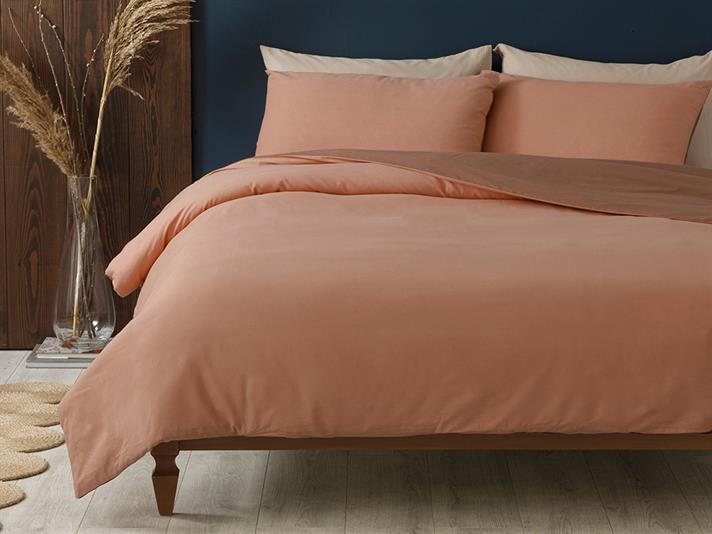 Plain Bumbac Double Set Lenjerie De Pat 200x220 cm Cafeniu - Nud