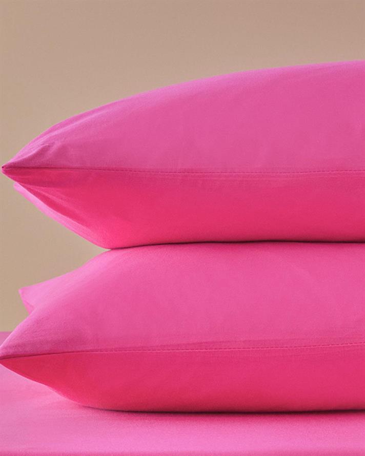 Plain Bumbac Double Set Cearșaf Cu Elastic 160x200 cm Roz închis