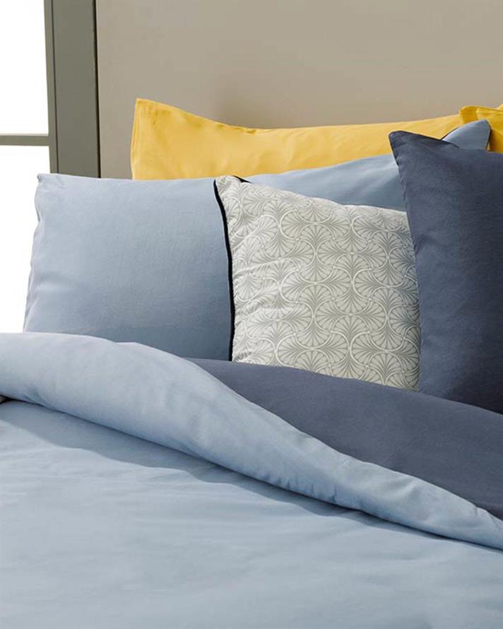 Plain Bumbac Double Set Lenjerie De Pat 200x220 cm Albastru - Bleumarin