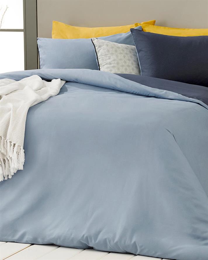 Plain Bumbac Double Set Lenjerie De Pat 200x220 cm Albastru - Bleumarin