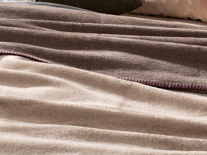 Plain Cu Bumbac Double Pătură 200x220 cm Bej-Cafeniu