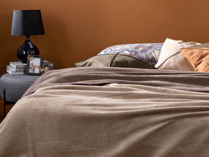 Plain Cu Bumbac Double Pătură 200x220 cm Bej-Cafeniu
