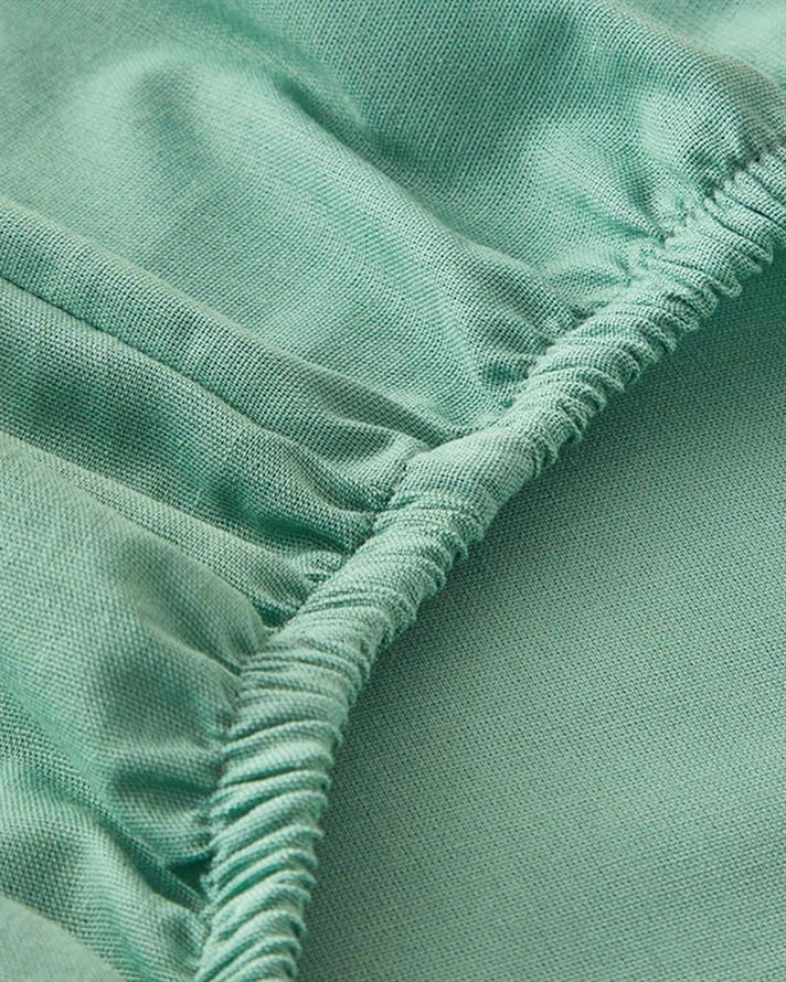 Set cearsaf cu elastic si fete de perna, King Size, Plain, bumbac, 180x200 cm/50x70 cm, verde