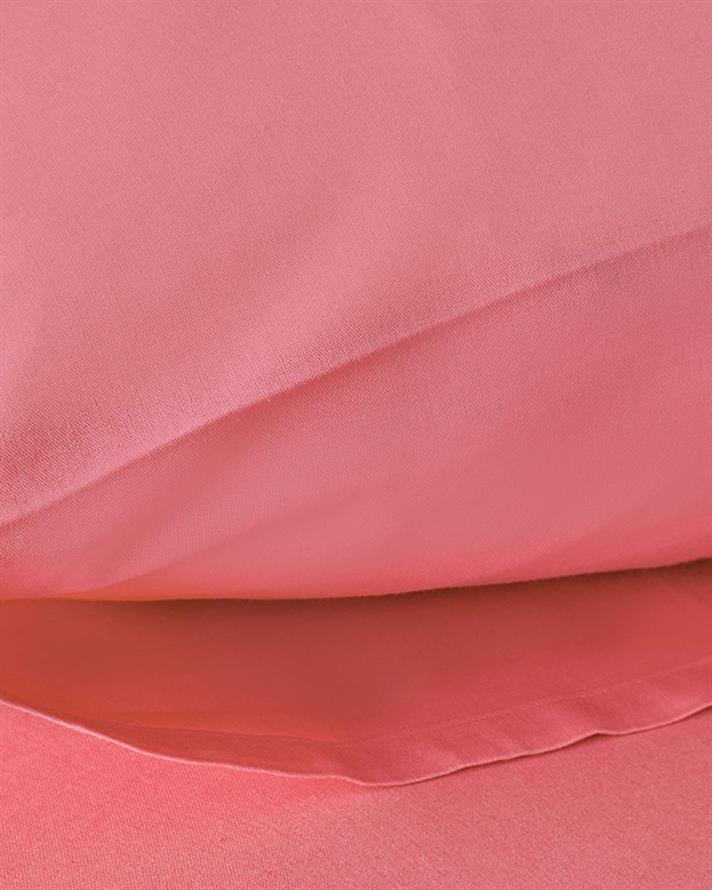 Set cearsaf cu elastic si fete de perna, King Size, Plain, bumbac, 180x200 cm/50x70 cm, roz piersica