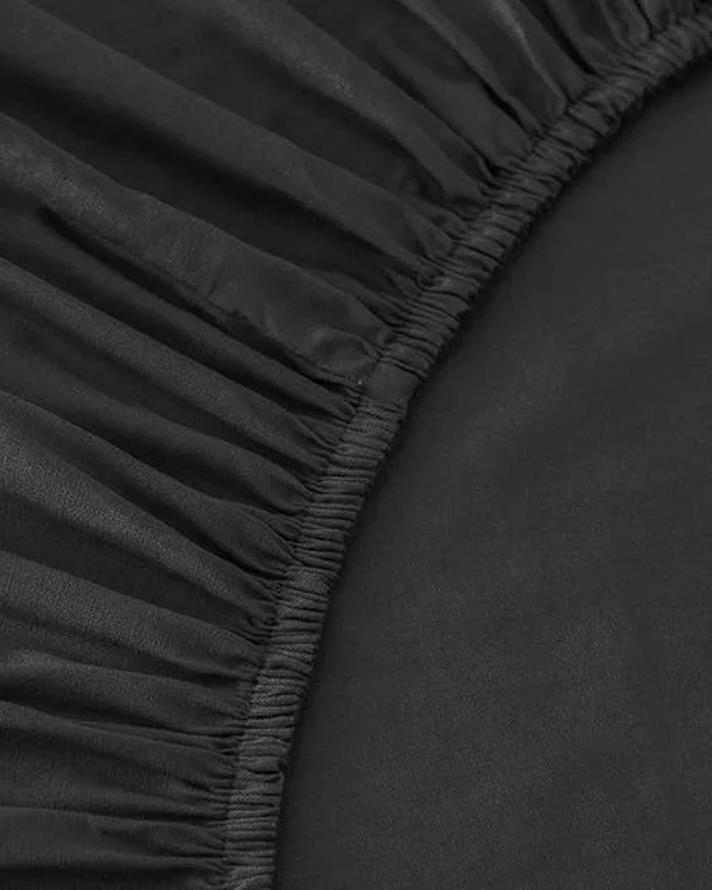 Plain Bumbac King Size Set Cearșaf Cu Elastic 180x200 cm Antracit