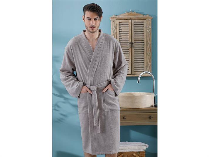 Halat de baie pentru bărbați, Plain, bumbac, S-M, gri închis