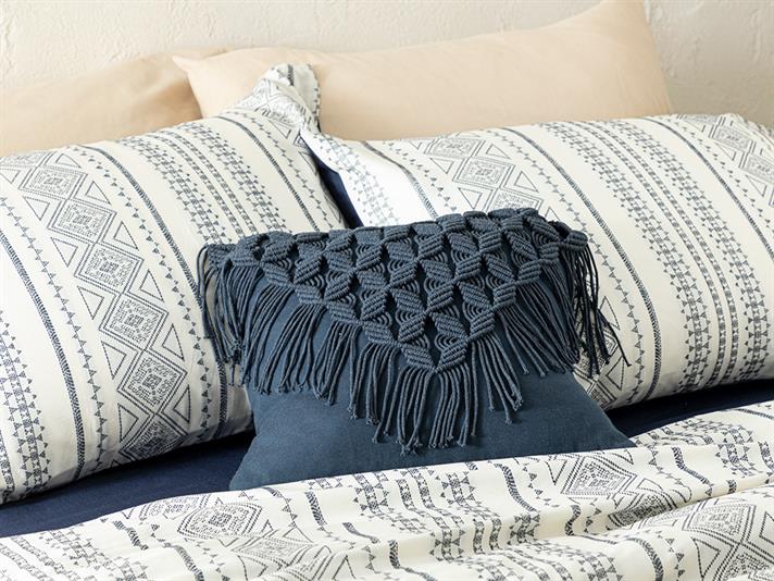 Fata De Perna Decorativa, Veneto, Bumbac Reciclat, 44x40 Cm, Albastru Indigo