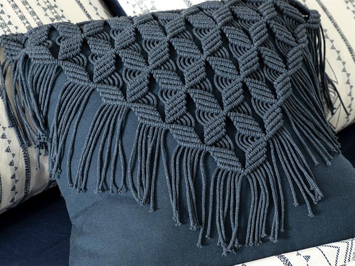 Fata De Perna Decorativa, Veneto, Bumbac Reciclat, 44x40 Cm, Albastru Indigo