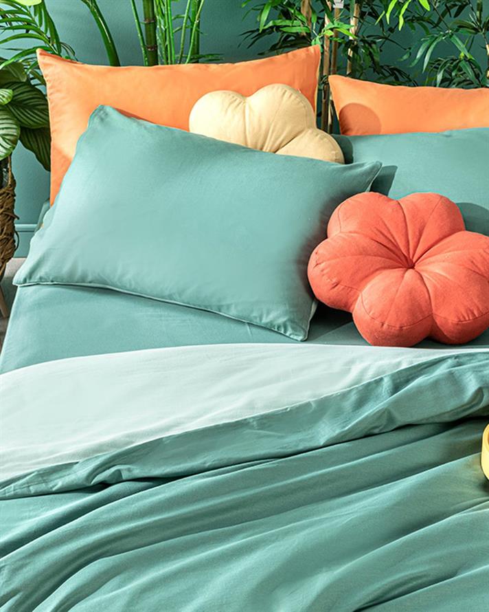 Plain Bumbac Pentru O Persoana Set Lenjerıe De Pat 160*220 Cm Verde Verde-Lumină