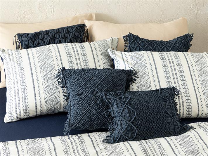 Fata De Perna Decorativa, Veneto, Bumbac Reciclat, 44x40 Cm, Albastru Indigo