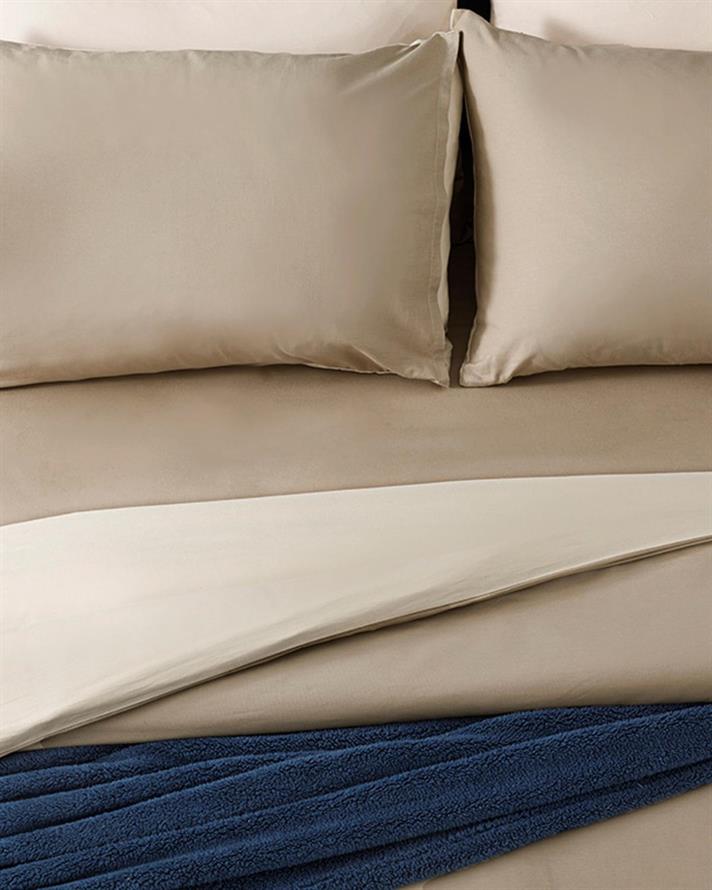 Plain Bumbac Persoană Dublă Set Lenjerıe De Pat 200*220 Cm Kaki - Bej.