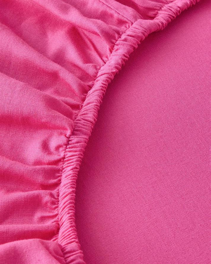 Set cearsaf cu elastic si fata de perna, pentru o persoana, Plain, bumbac, 100x200 cm/50x70 cm, roz