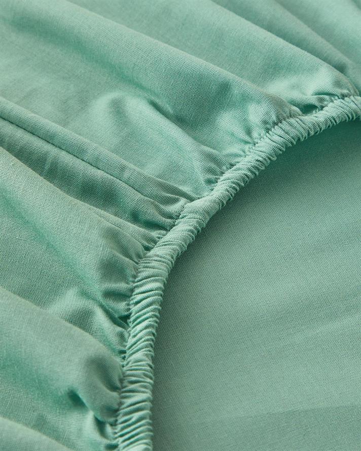 Set cearsaf cu elastic si fata de perna, pentru o persoana, Plain, bumbac, 100x200 cm/50x70 cm, verde