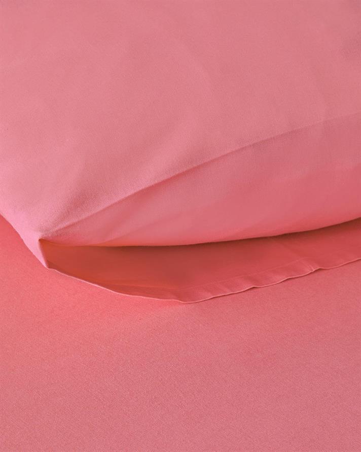 Set cearsaf cu elastic si fata de perna, pentru o persoana, Plain, bumbac, 100x200 cm/50x70 cm, roz piersica