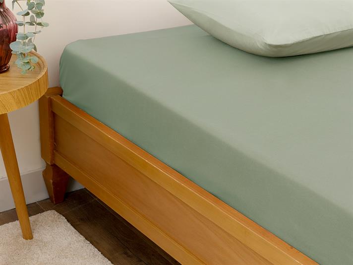 Cearceaf cu elastic, pat dublu, Plain, bumbac, 140x200 cm, verde