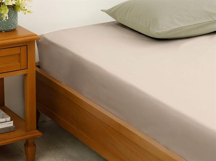 Plain Cearșaf Cu Elastic Dimensiune İntermediară, Bumbac, 140*200 Cm, Bej-Roșu