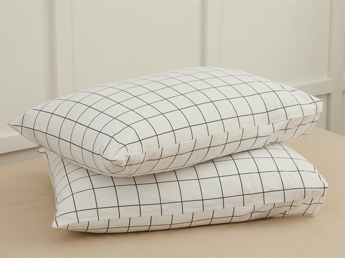Plain Check Kombin Cu Bumbac Cu 2 Piese Față De Pernă 50x70 cm Alb