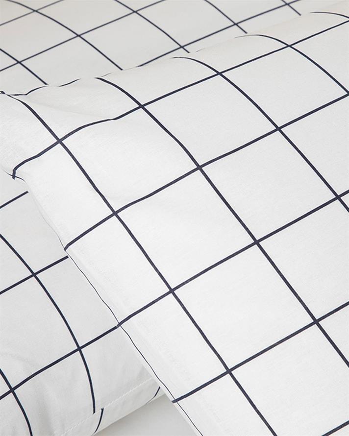 Plain Check Kombin Cu Bumbac Cu 2 Piese Față De Pernă 50x70 cm Alb - Bleumarin