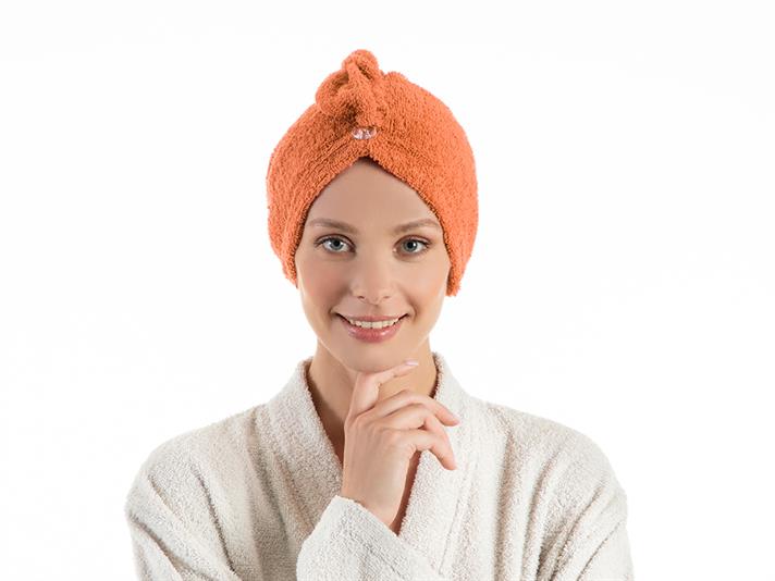 Plain Cottony Hair Cap Standart Orange,