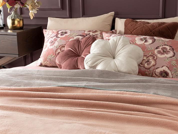 Plain Cu Bumbac Double Pătură 200x220 cm Pudră - Gri