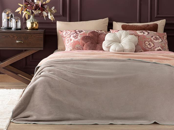 Plain Cu Bumbac Double Pătură 200x220 cm Pudră - Gri