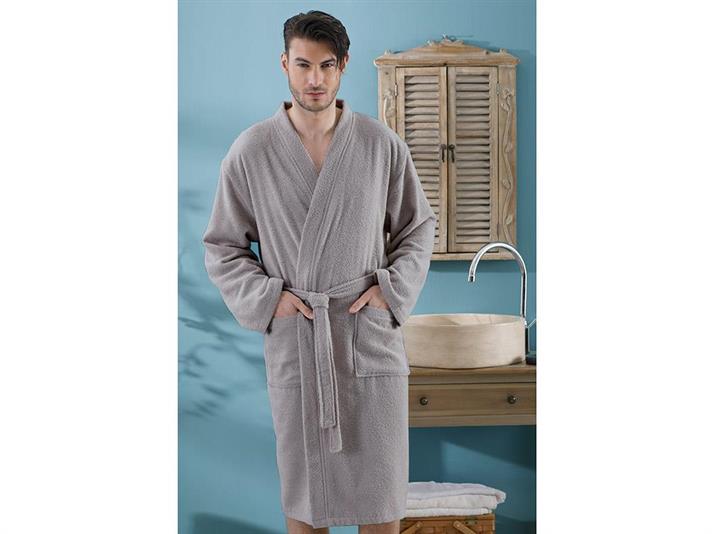 Plain Cu Bumbac Bărbat Halat L-XL Gri Închis