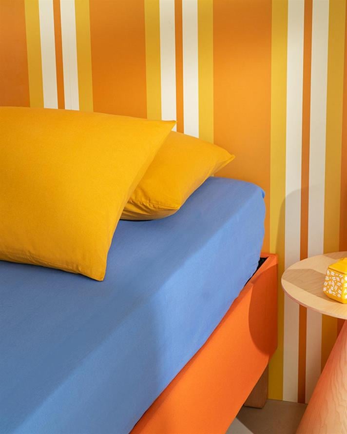 Plain Cu Bumbac Double Cearșaf Cu Elastic 160x200 cm Albastru