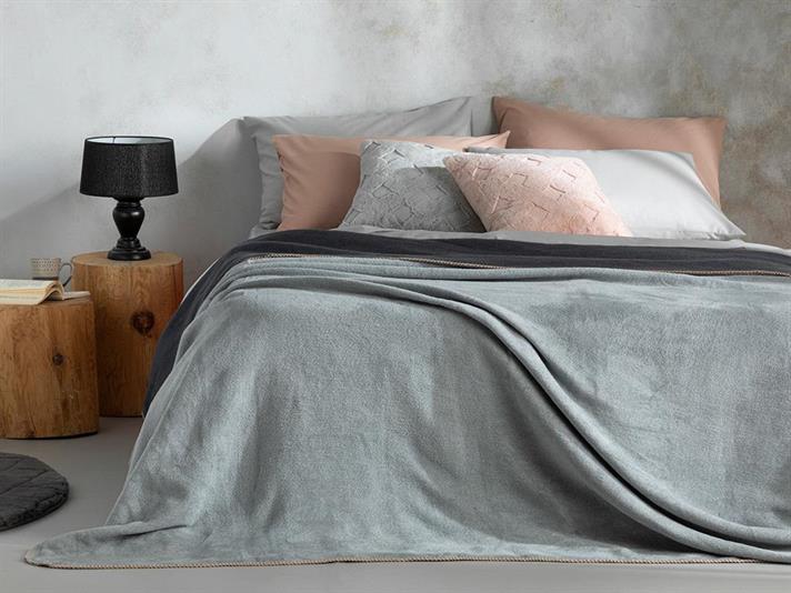 Plain Cu Bumbac King Size Pătură 220x240 cm Gri-Antracit