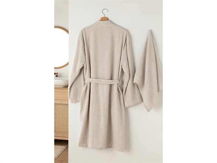 Plain Cu Bumbac Set Set Halat S-M Bej Deschis