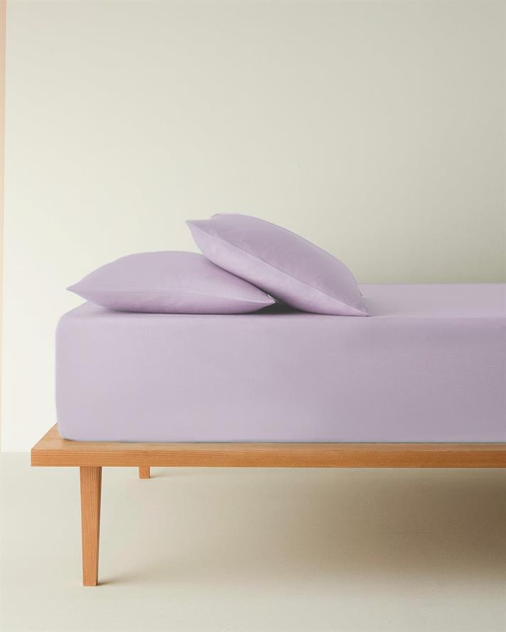 Plain Bumbac Single Set Cearșaf Cu Elastic 100x200 cm Lavandă