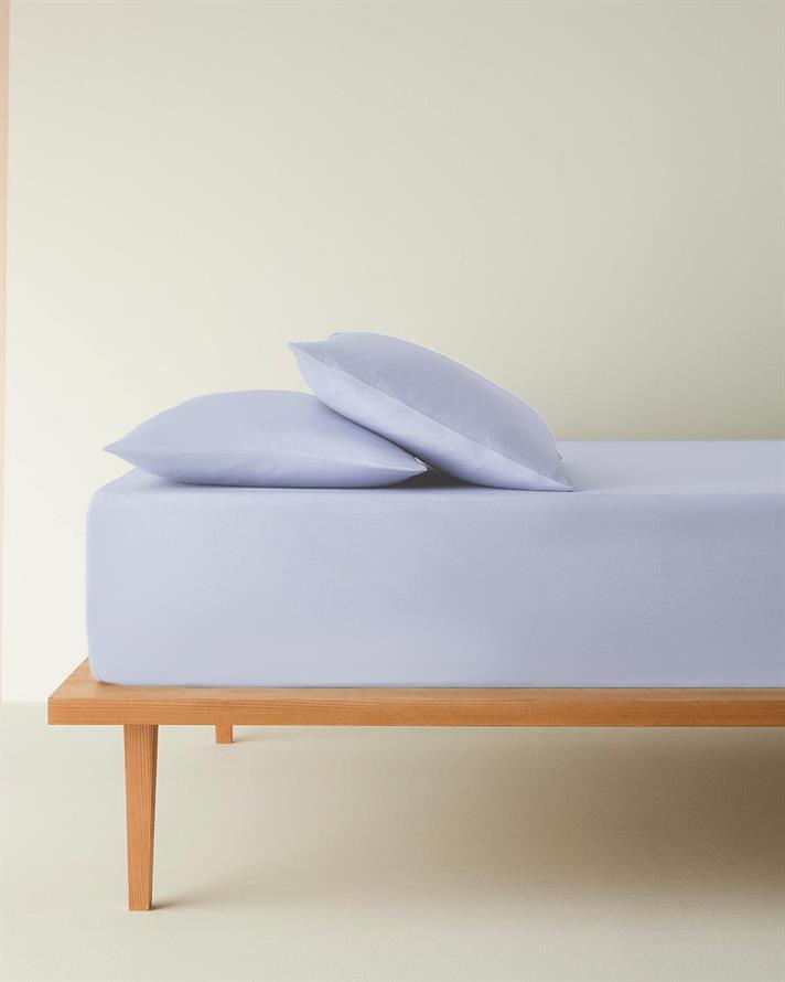 Plain Bumbac Single Set Cearșaf Cu Elastic 100x200 cm Albastru hortensie