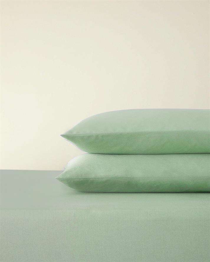 Plain Bumbac Single Set Cearșaf Cu Elastic 100x200 cm Verde moștenire
