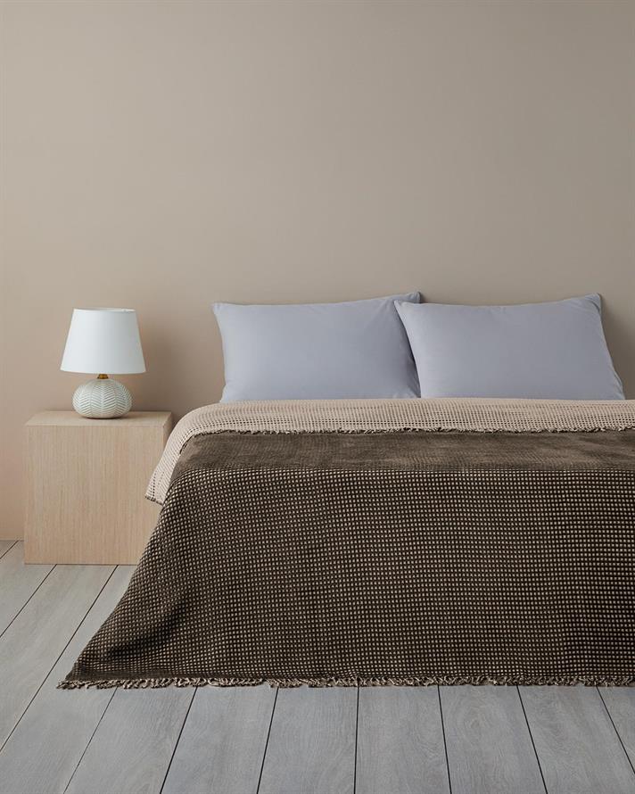 Patura, pentru o persoana, Plain, bumbac-acril, 150x200 cm, antracit-bej
