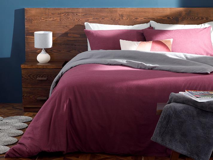 Plain Flanelă Single Set Lenjerie De Pat 160x220 cm Mov - Gri