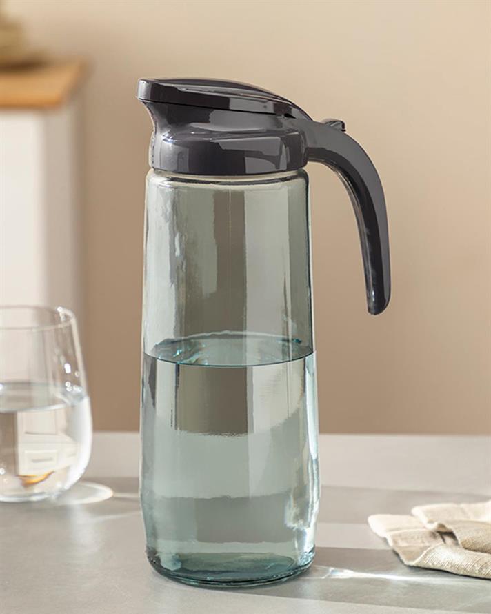 Plain Glass Water Bottle 1500 ml Anthracite