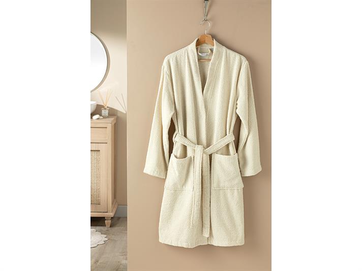 Halat de baie, Plain, bumbac, L-XL, crem