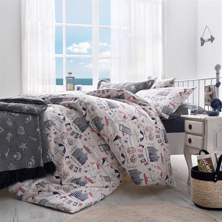 Plaja vintage Cu Bumbac Double Lenjerie De Pat 200x220 cm Bej