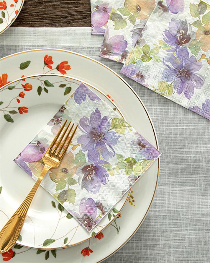 Plantes Vivaces Paper 20 Set Tissue Napkin 25x25 cm Lilac.