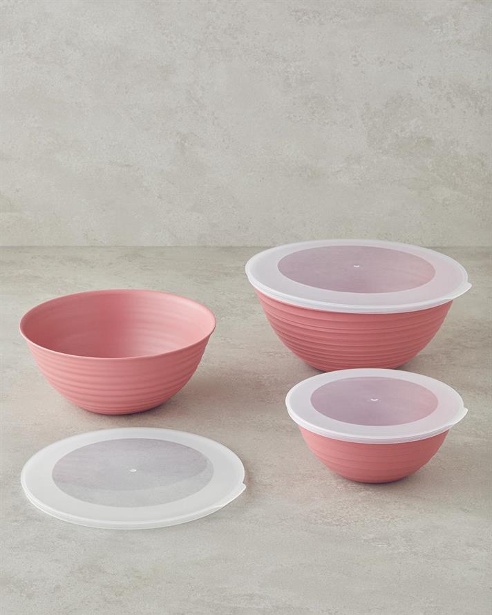 Plastic 3 Piese Recipient Depozitare 1-2-3 Lt Roz