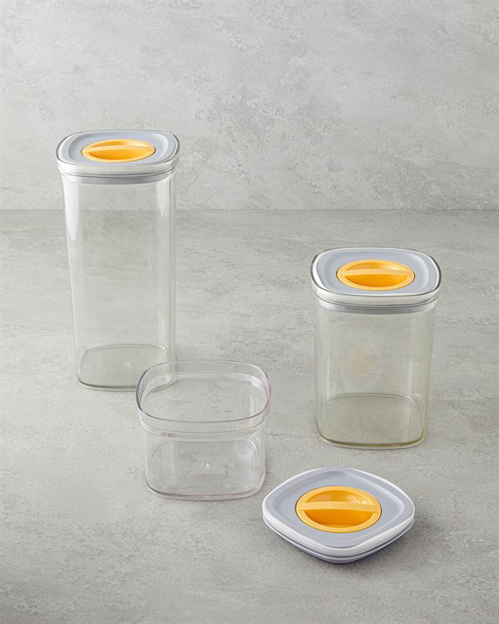 Adly Plastic 3 Piese Recipient Depozitare 700 ml – 1,4 L – 2 L Verde - Crem