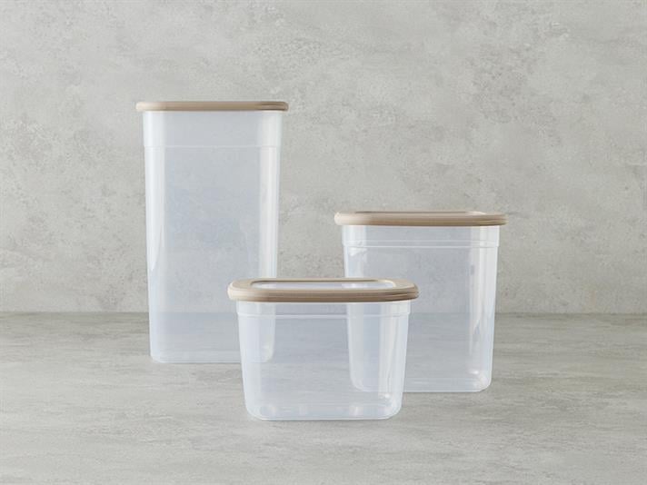 Plastic 3 Set Food Container Beige