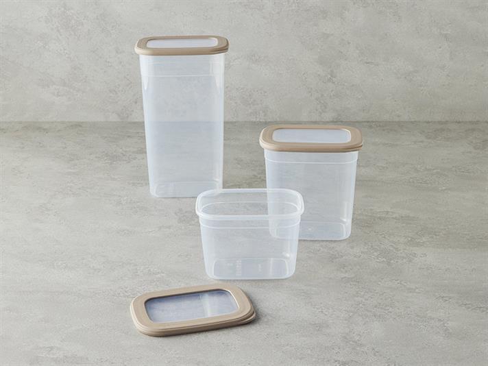 Plastic 3 Set Food Container Beige